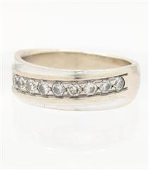 14K 8.6g Solid White Gold Mens Diamond Classic Tradition Wedding Band Size-10.5